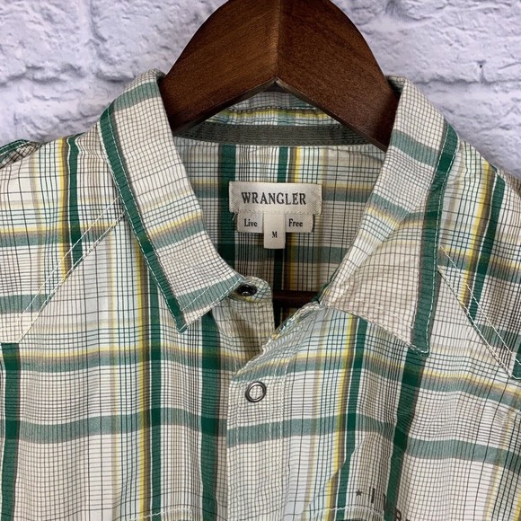 Wrangler American Cowboy Western Pearl Snap Multicolor Short Sleeve Plaid Medium - Picture 4 of 7